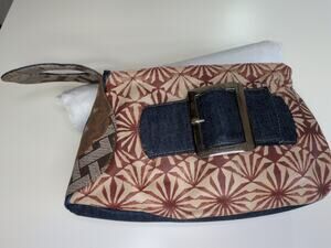 Vintage Y2K Custo Barcelona Graphic Art Leather Denim Handbag